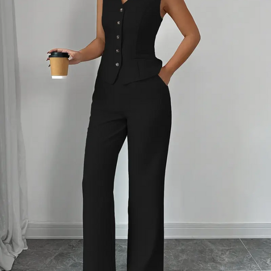 black sleeveless suit set - MomDres